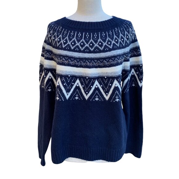 Talbots Wool Blend Fair Isle Sweater Beaded Nordic Old Money Ski Countryside-XL - Picture 12 of 12